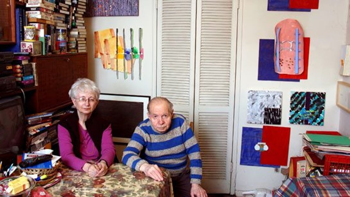 Art collectors Herb and Dorothy Vogel in their kitchen. Photo by Katsuyoshi Tanaka, courtesy of Arthouse Films.