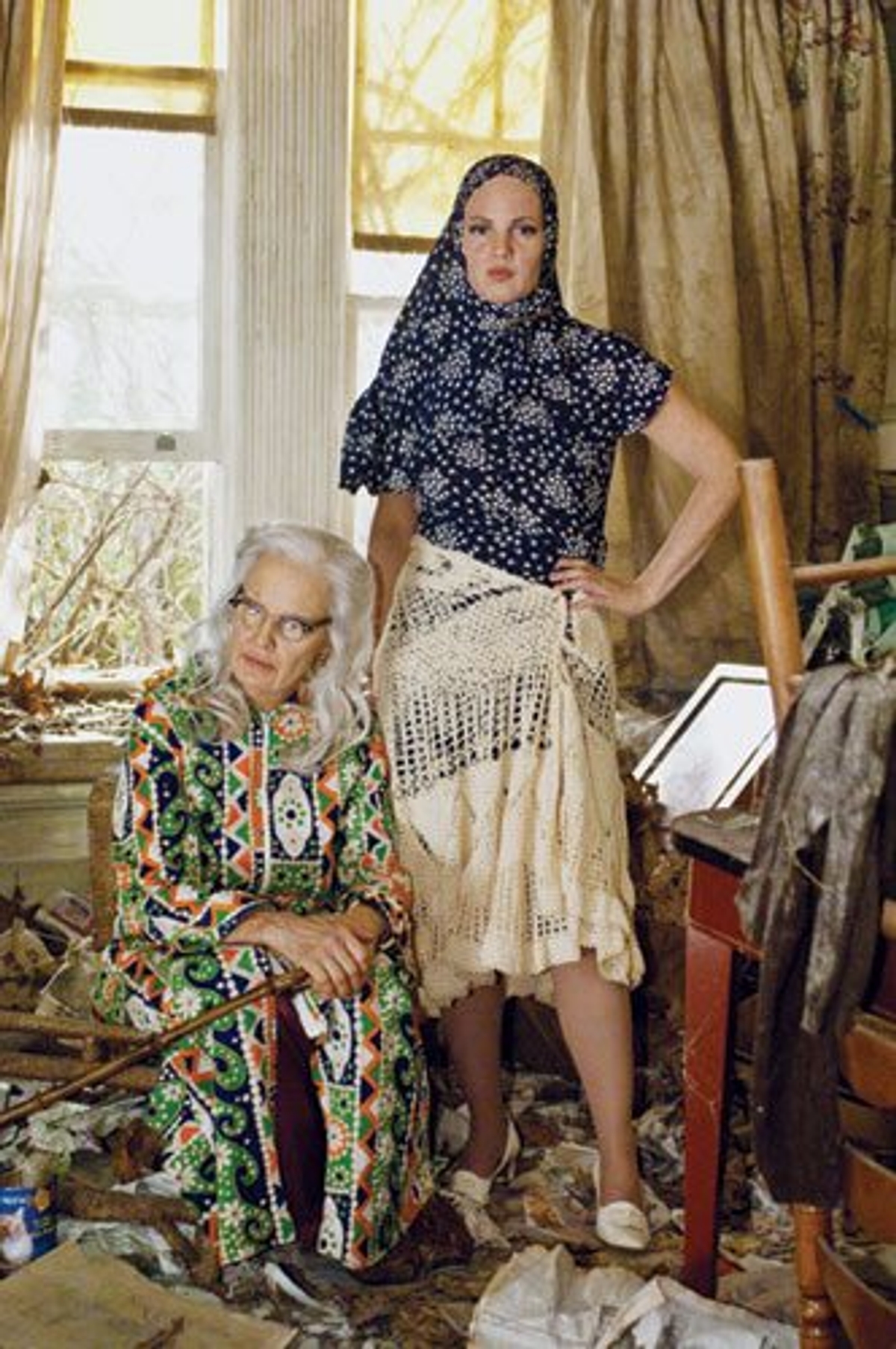 Jessica Lange and Drew Barrymore as the Edies of Grey Gardens. Photography by Peter Stanks/HBO