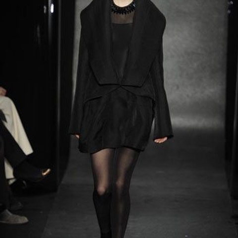 New York: Donna Karan does chic, textural, basic black