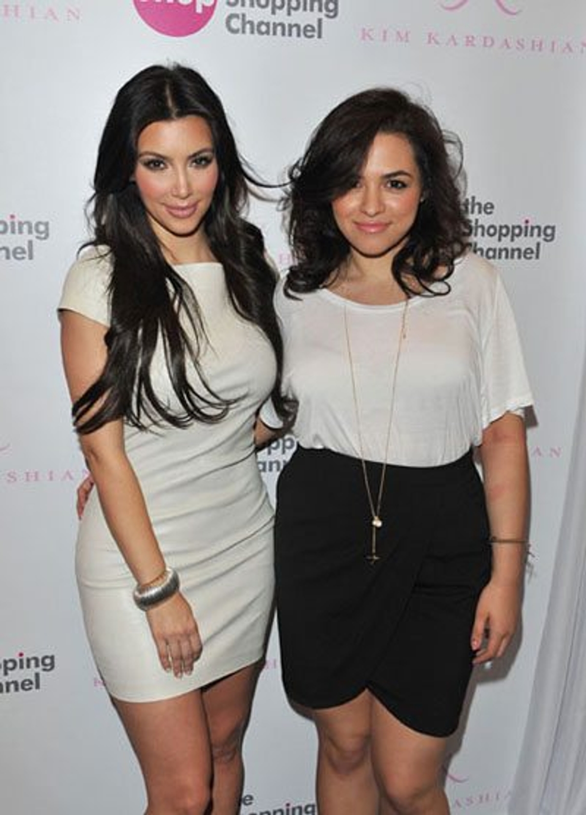 Beauty intern Rema Gouyez Benallal with Kim Kardashian, photography by George Pimentel