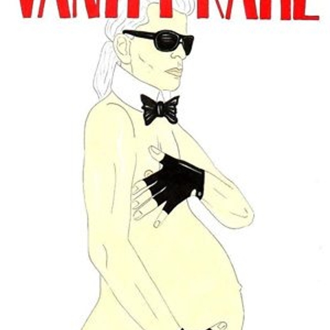 Fashion news: fashion illustrator envisions a pregnant Karl Lagerfeld, and the “Suri Cruise” effect.