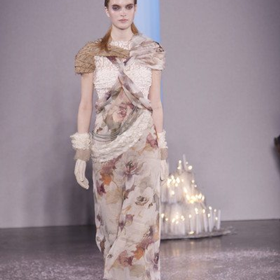 sachin and babi light blue dress Rodarte Off White Fairy Printed Silk Asymmetrical Cowl Neck Bias Gown