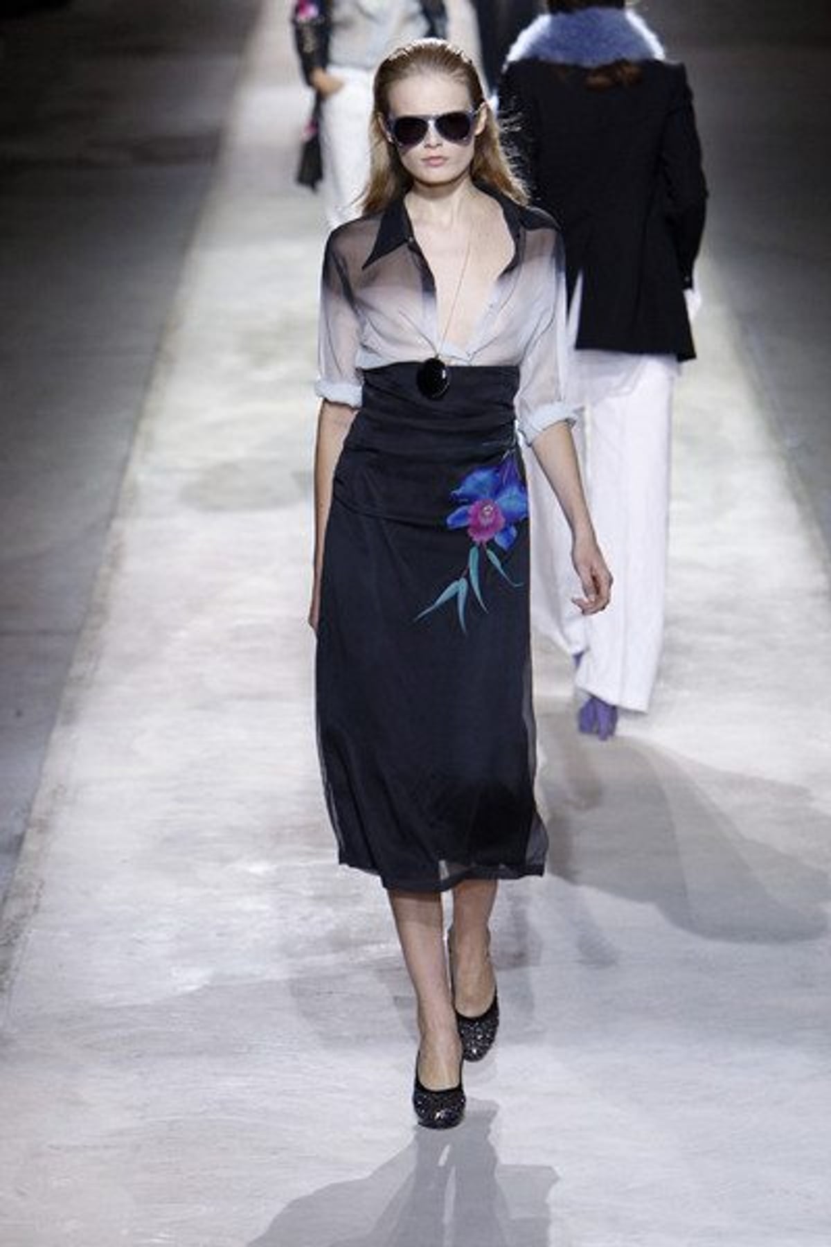 A mid-calf skirt a Dries Van Noten Spring 2011. Photography by Peter Stigter