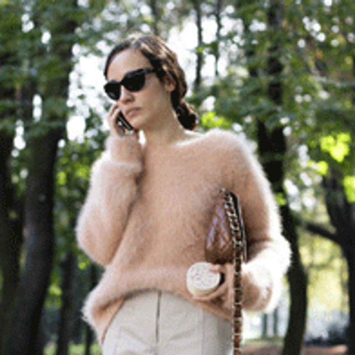Milan street style: Fuzzy peach