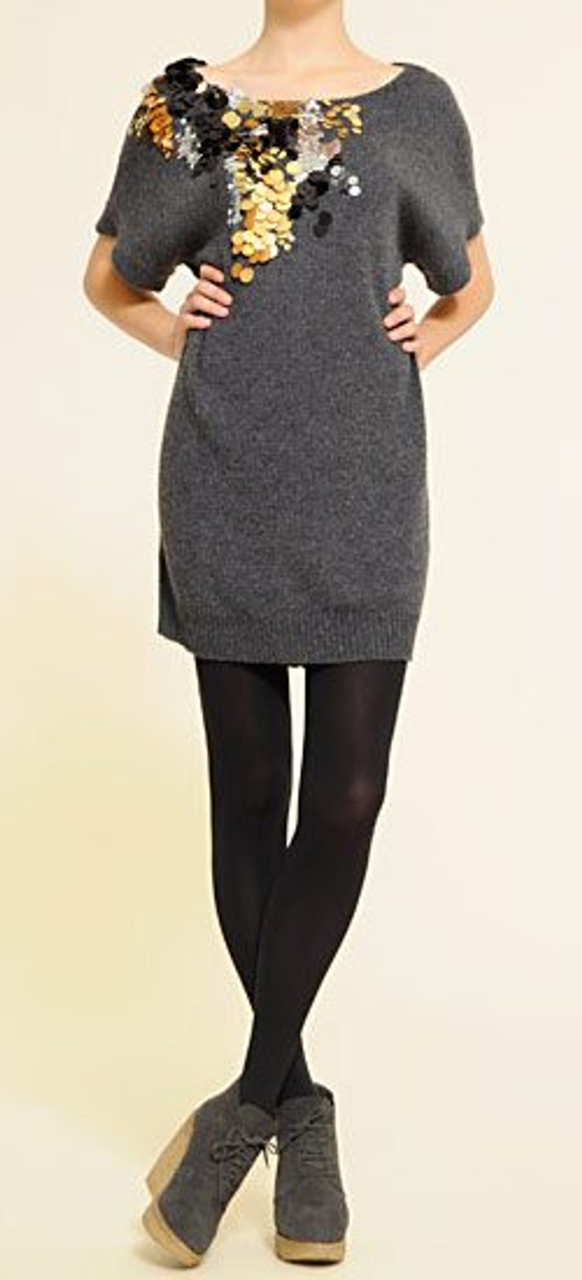 The daily steal: Embellished sweater dress, $100