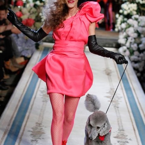 Gallery: Anna Dello Russo walked with a poodle in last night's Lanvin x H&M "couture" show