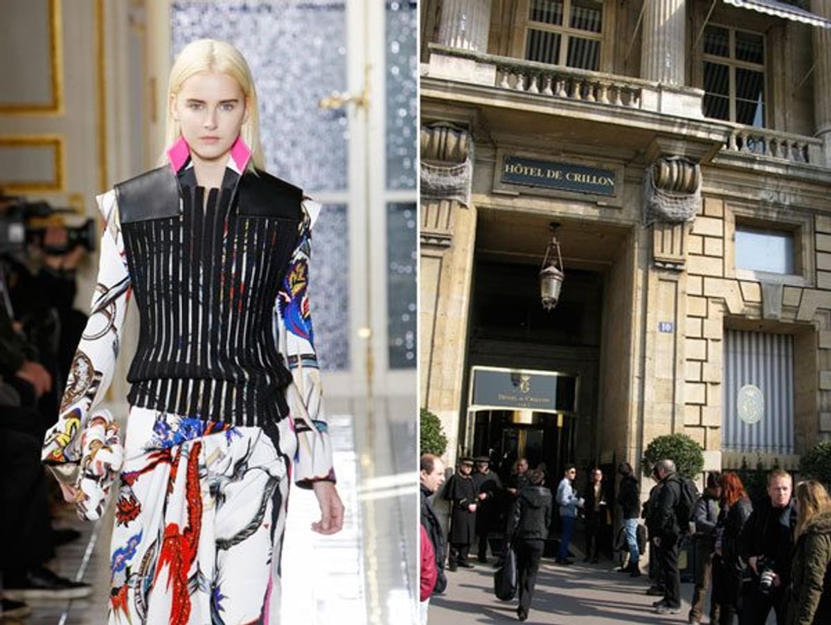 Left: Runway shot by Peter Stigter. Right: The exterior of Hotel Crillon.