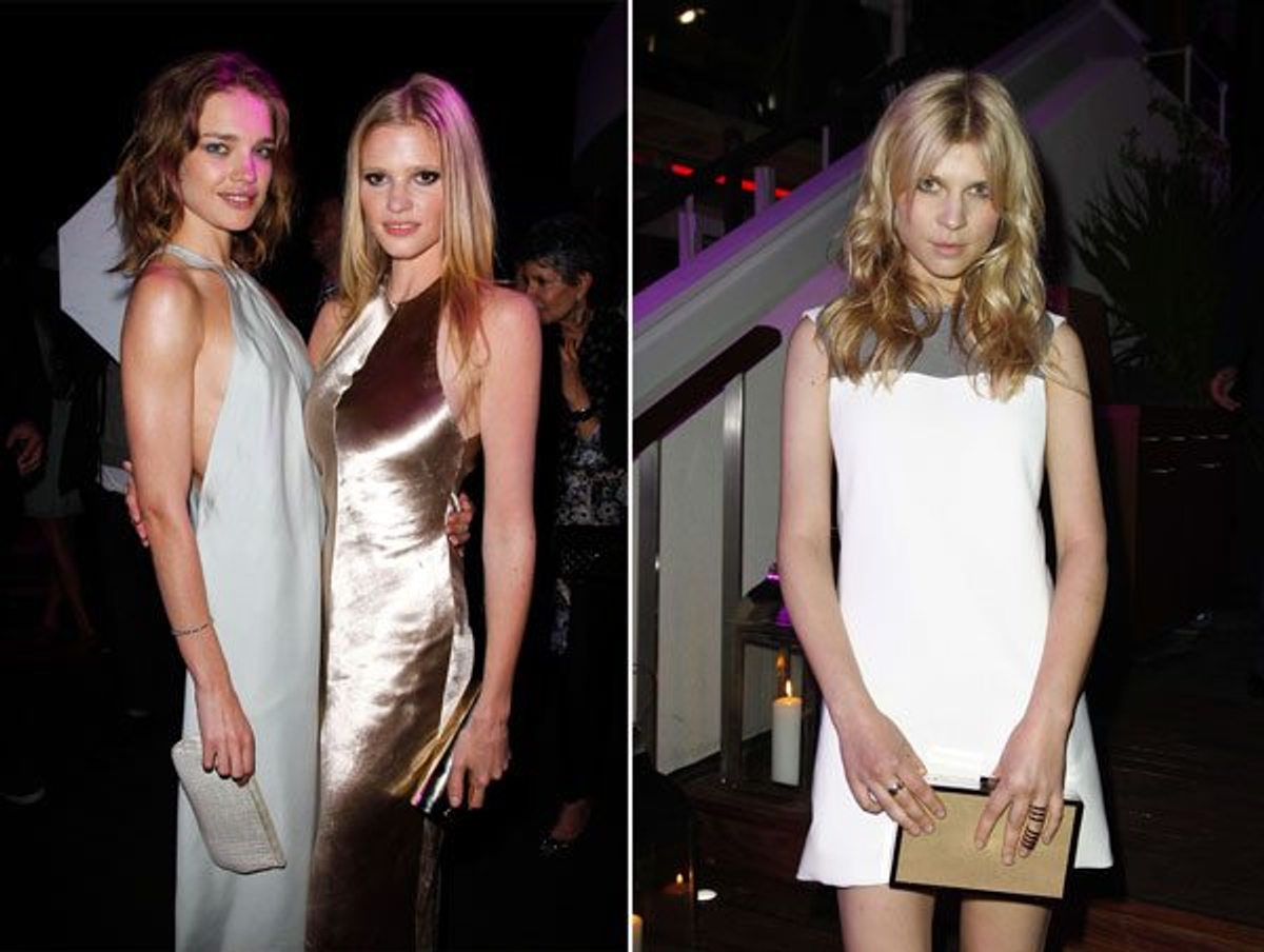 Left: Natalia Vodianova and Lara Stone at the Calvin Klein party. Right: Clémence Poésy at the Calvin Klein party. Photography by Eric Ryan/Getty Images.
