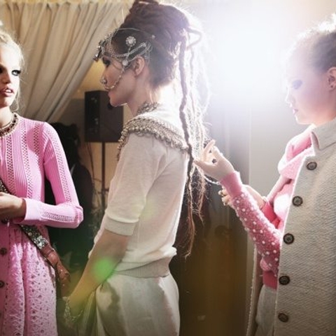 See all the backstage pictures from Chanel’s Pre-Fall show, including the new gold “Diwali” nail polish
