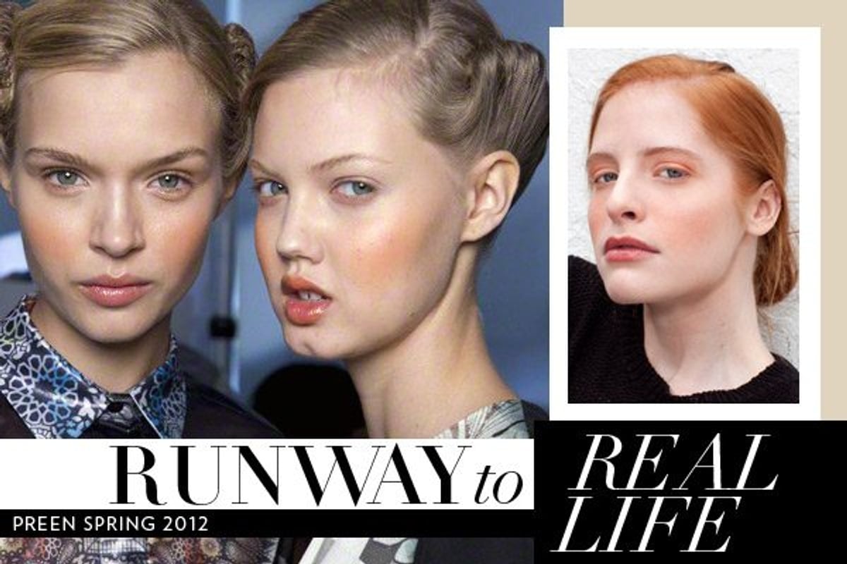 Left: Preen Spring 2012 photography by Peter Stigter. Right: Photography and makeup by Dallas Curow. Model: Erika/Next Models Montreal.