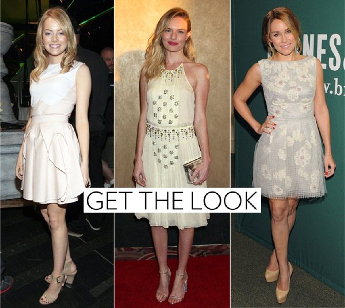 Left: Emma Stone shot by by Christopher Polk/KCA2012/Getty Images for KCA. Middle: Kate Bosworth shot by Russ Elliot/Keystone. Right: Lauren Conrad shot by Slaven Vlasic/Getty Images
