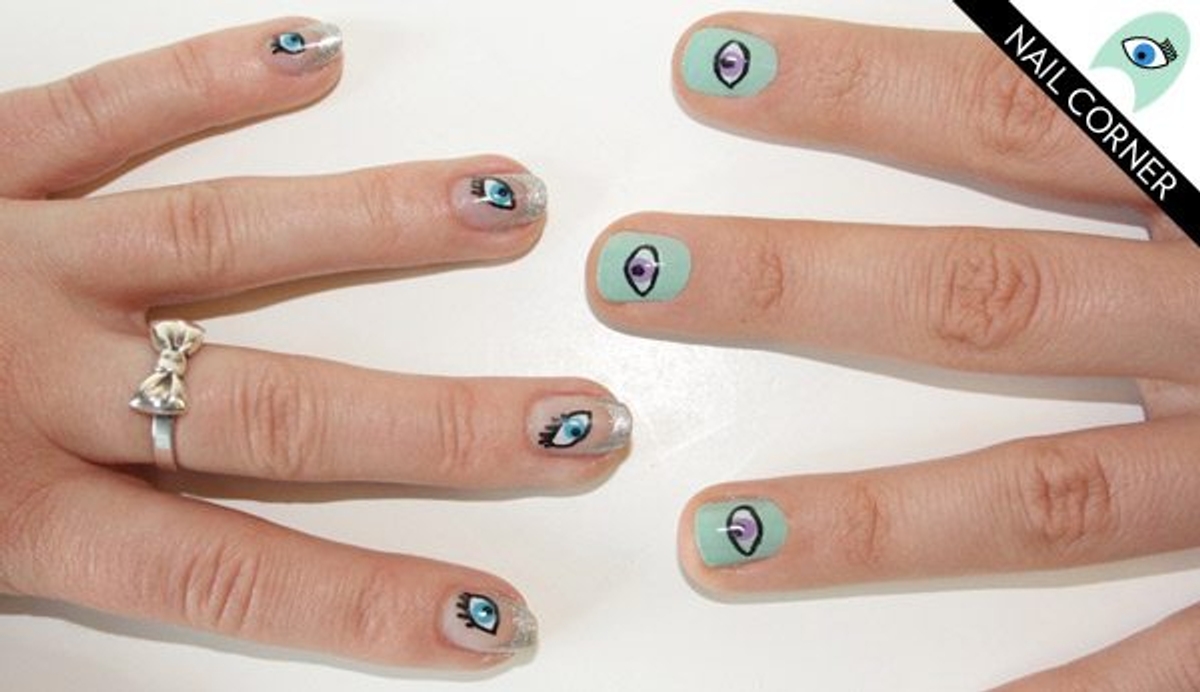Nail Corner: Do like Alexa Chung and Sally Singer! Here's 2 takes on the all-seeing eye manicure