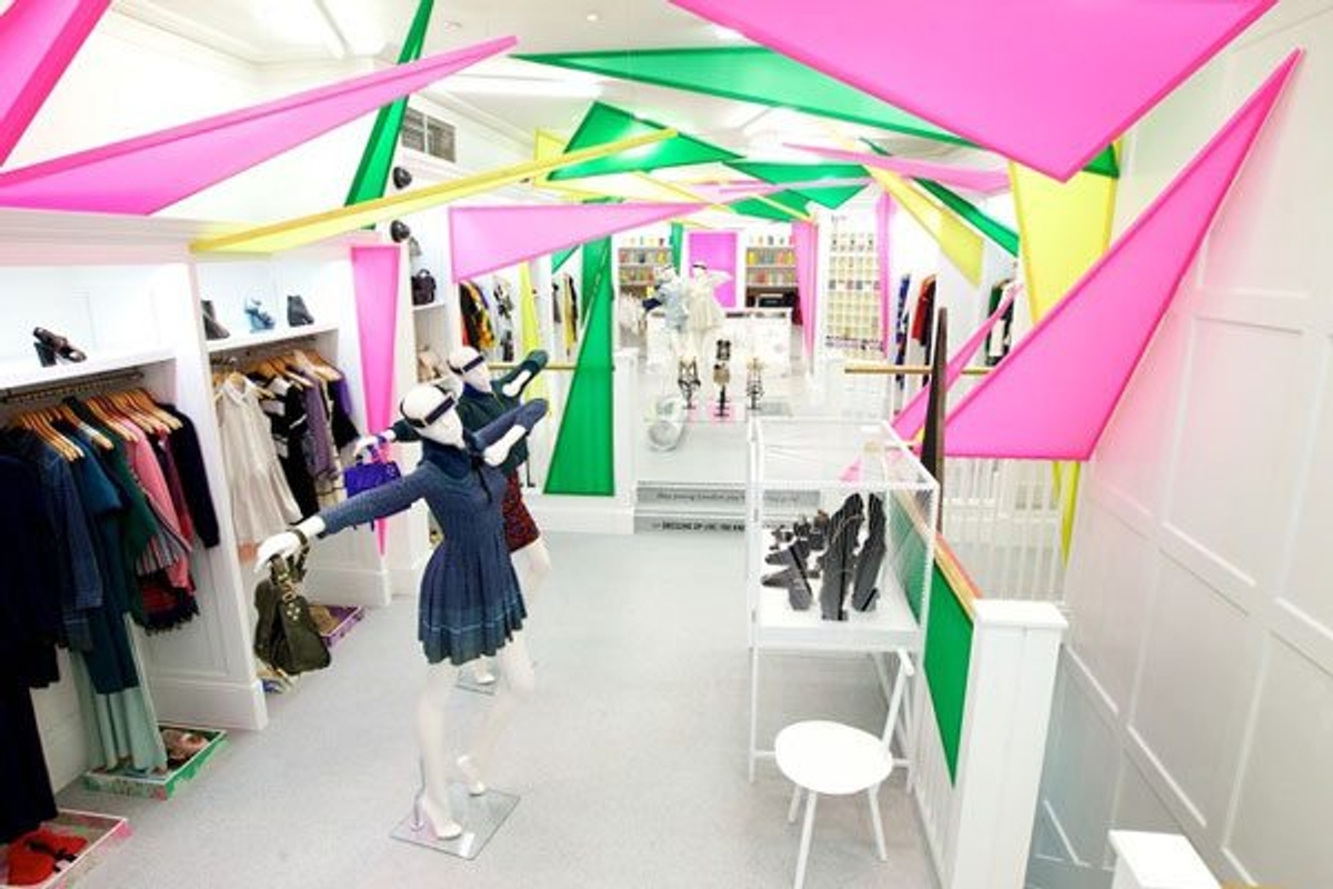 The interior of Opening Ceremony's pop-up store in Covent Garden, where its Olympic-inspired collaborations (including Norma Kamali, Proenza Schouler and Chloë Sevigny) will be sold during the duration of the Games. Image courtesy of Opening Ceremony.