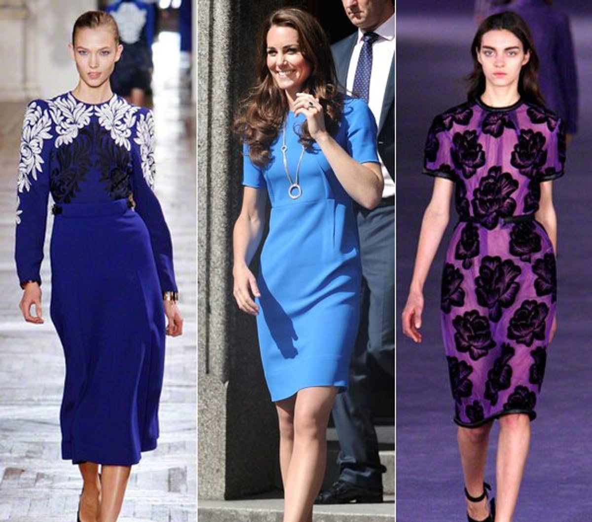 Runway photography by Peter Stigter. Kate Middleton shot by Samir Hussein/WireImage