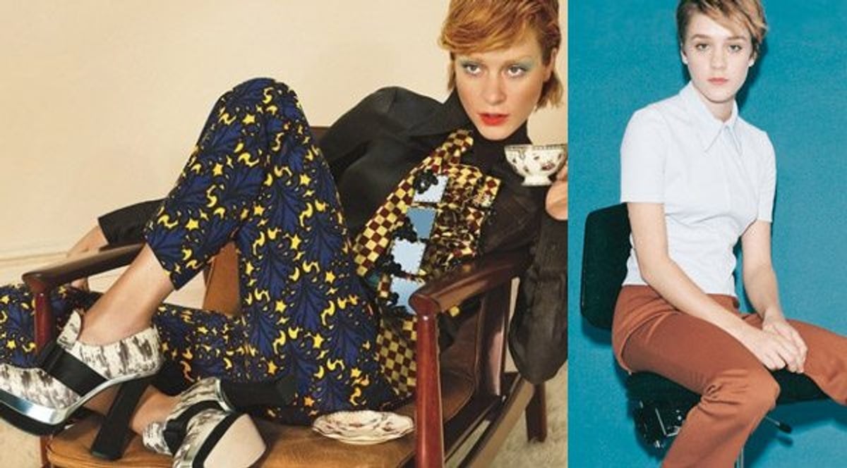 Left: Chloë Sevigny for Miu Miu’s Fall 2012 campaign, Right: Chloë Sevigny for Miu Miu’s Spring 1996 campaign