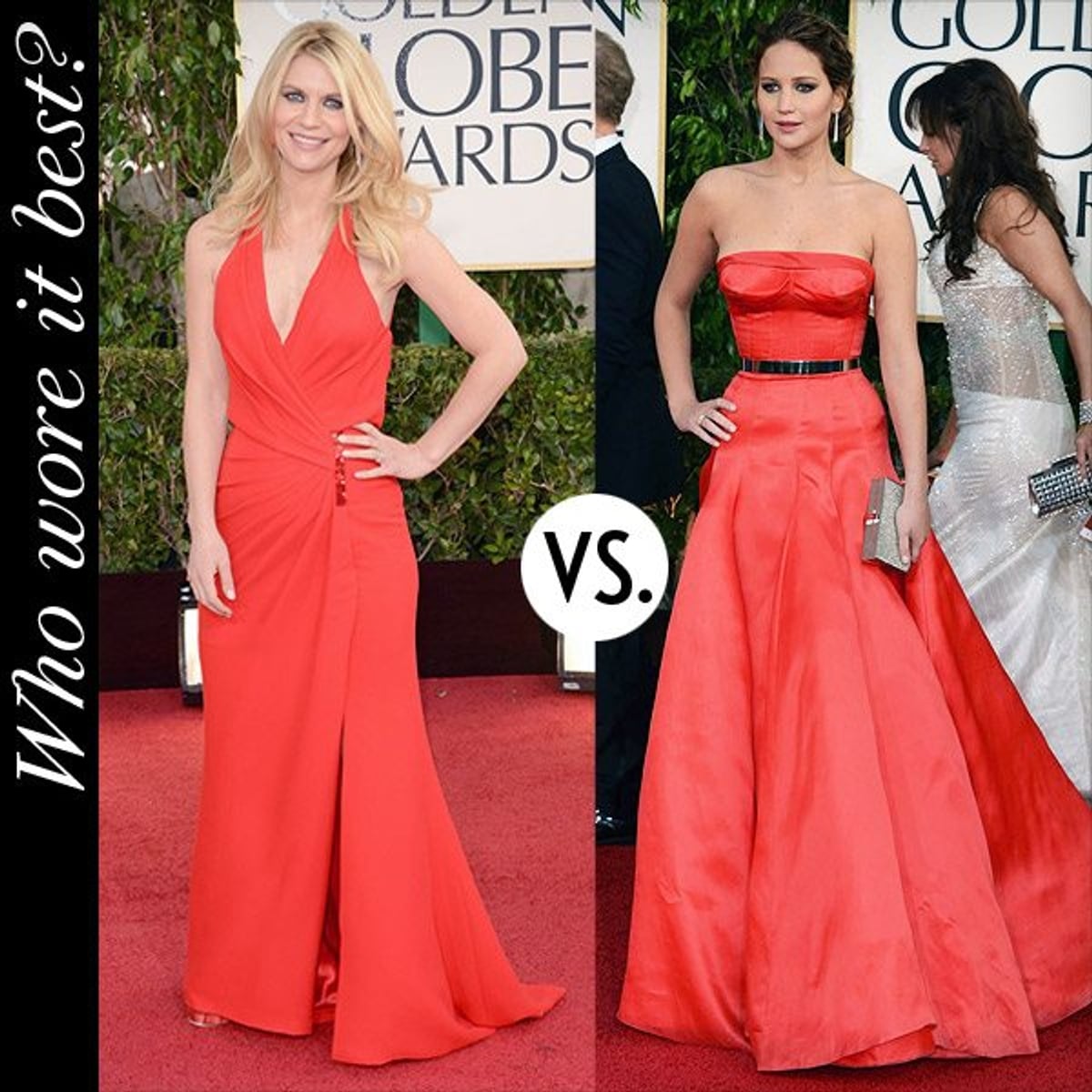 Claire Danes Jennifer Lawrence Red Golden Globes