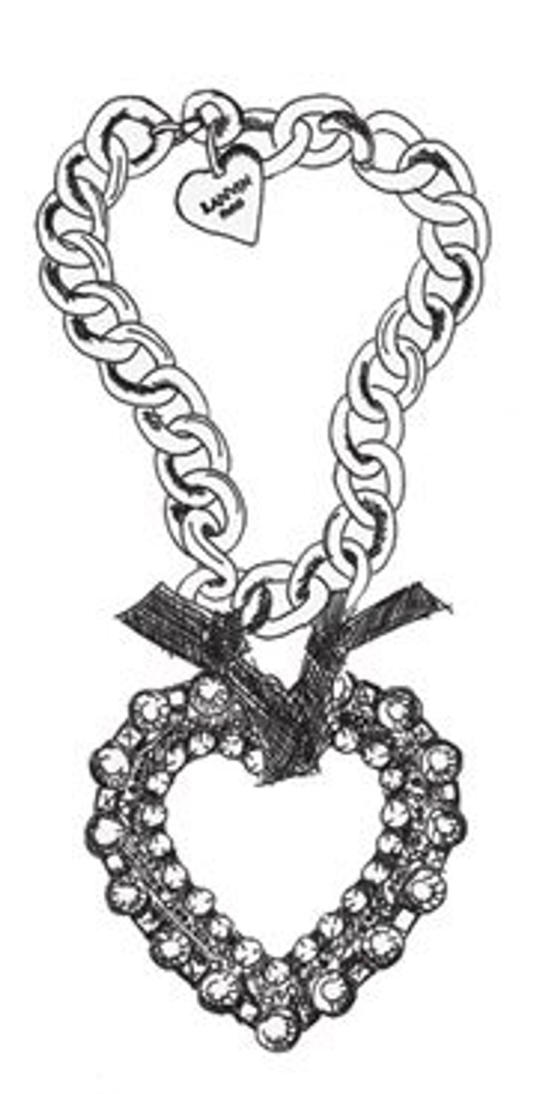 Lanvin’s chunky heart necklace, sketch by Cecilia Doan of Shit Bloggers Wear