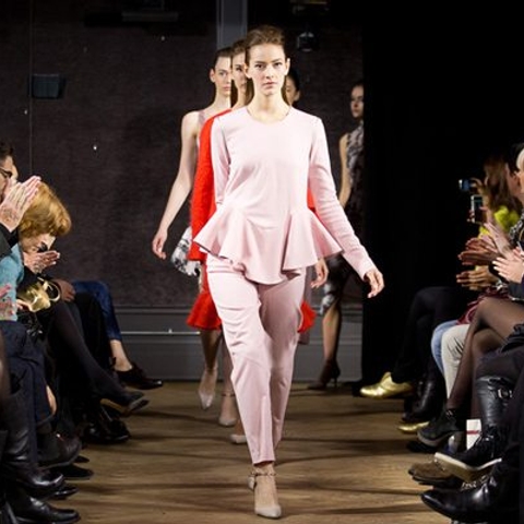 Kaelen Fall 2014: Pretty, ruffled and pink all over. The downtown girl goes feminine for fall