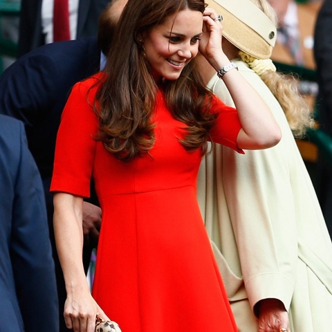 Kate Middleton takes in Vasek Pospisil's Wimbledon match wearing Canada-approved red