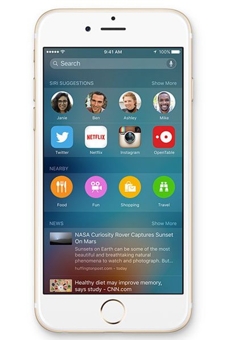 apple ios 9 features quick search