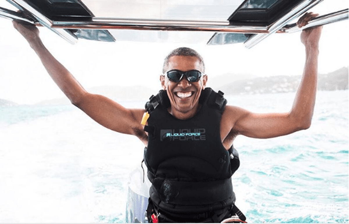 Barack Obama Is Having the Time of his Life Kite-Surfing in the Caribbean