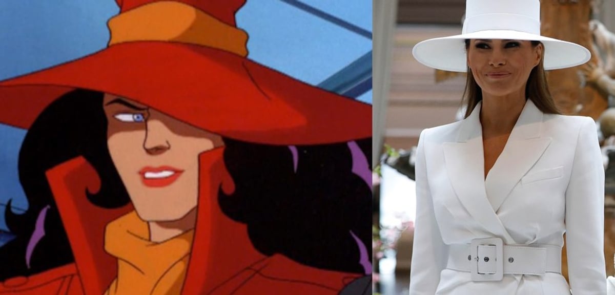Can Someone Please Explain Why Melania Trump Is Dressed Like Carmen Sandiego?!
