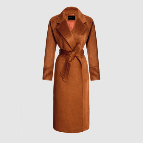 Sentaler Suri Alpaca Long Notched Collar Raglan Sleeve Wrap Coat