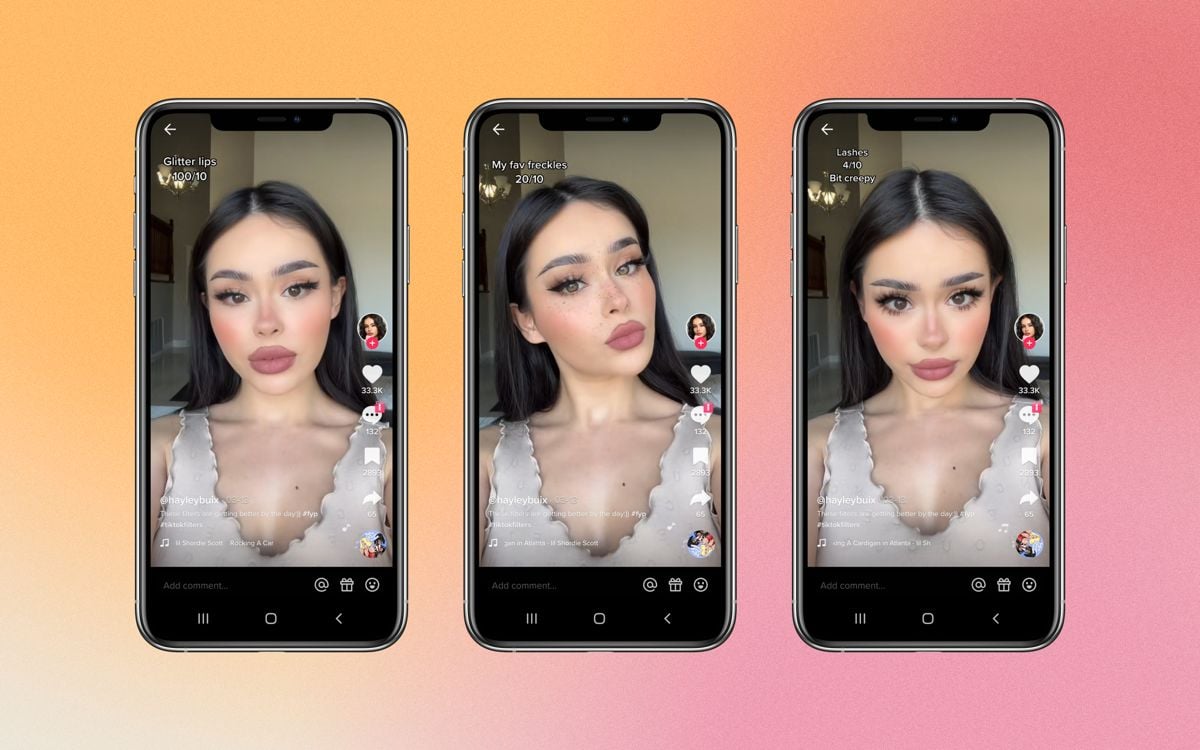 woman uses different tiktok filters