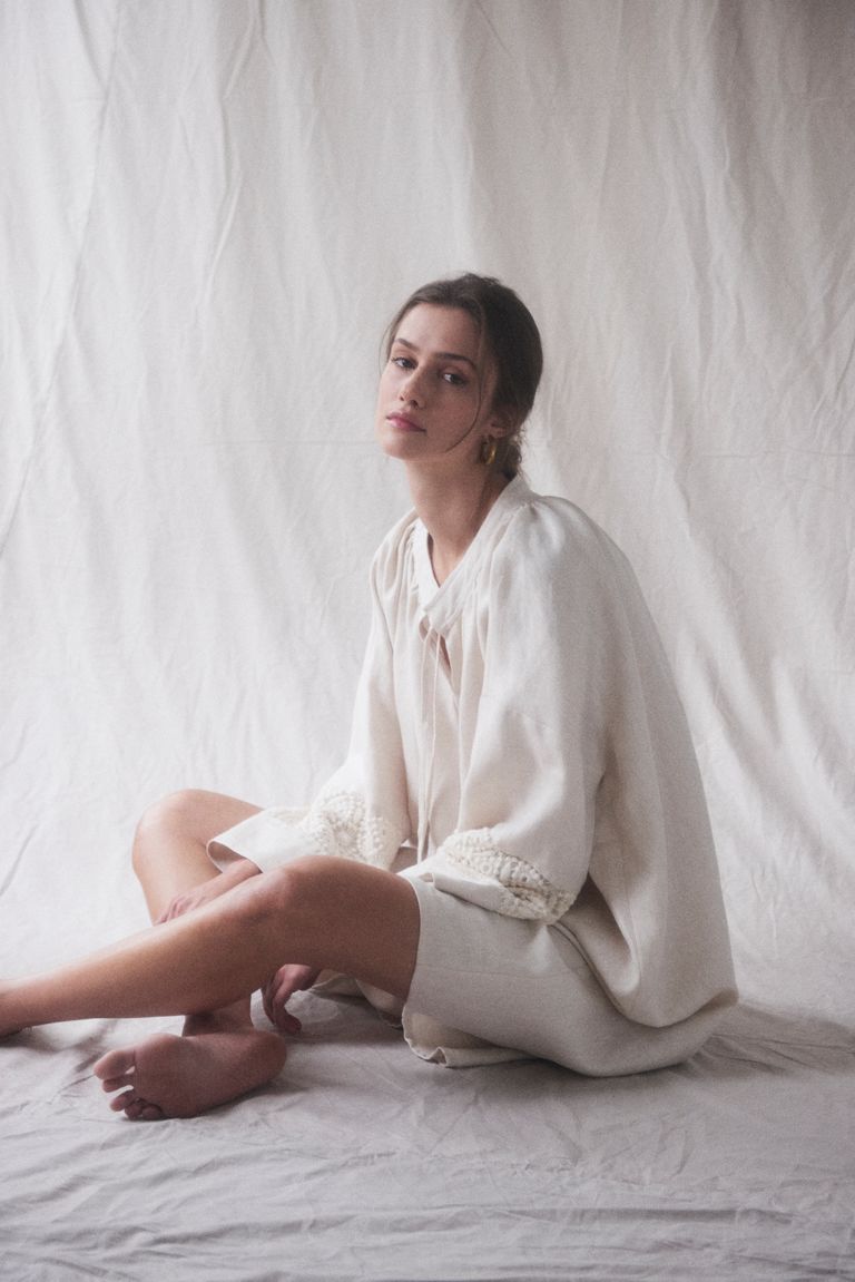 Model in The Sleep Shirt's Severine Dress