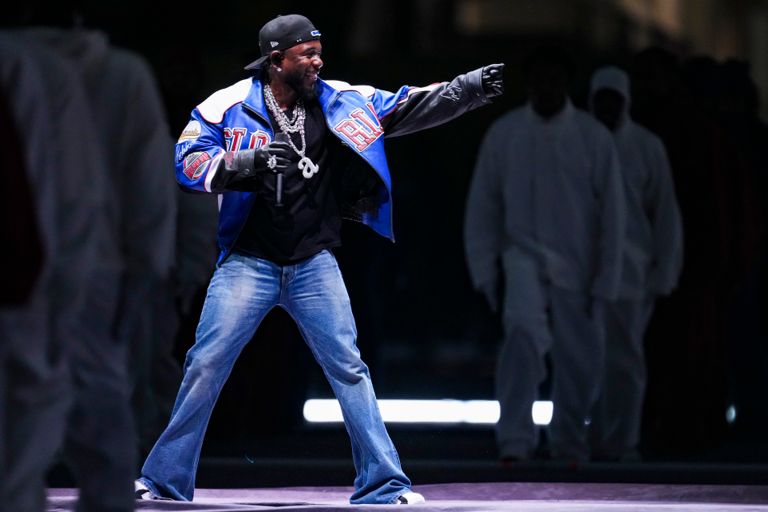 Kendrick Lamar performs at the Super Bowl LIX Halftime Show