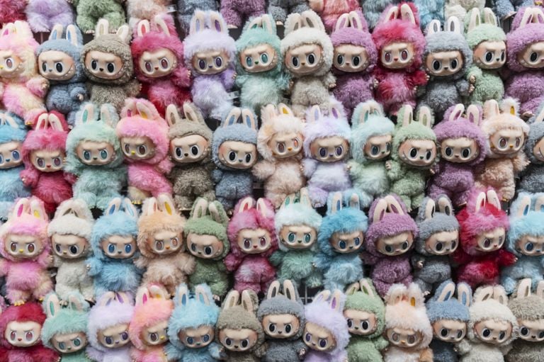 A wall of labubus