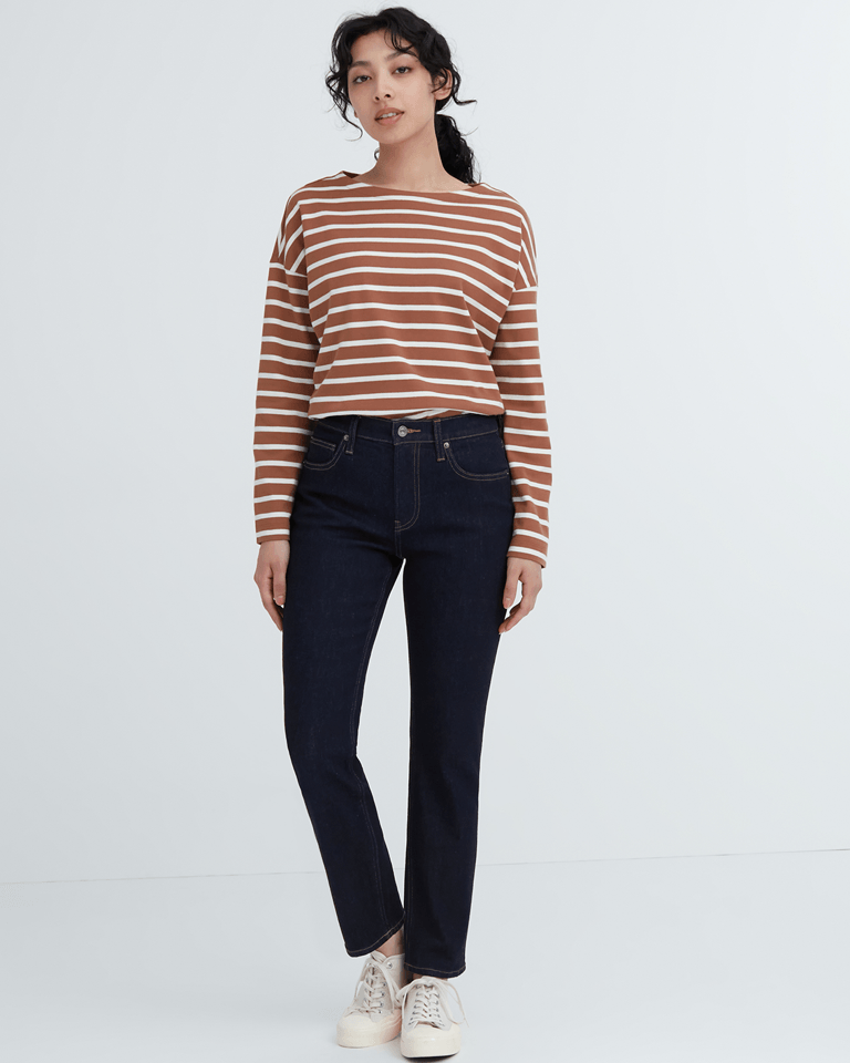 uniqlo dark wash straight leg jeans