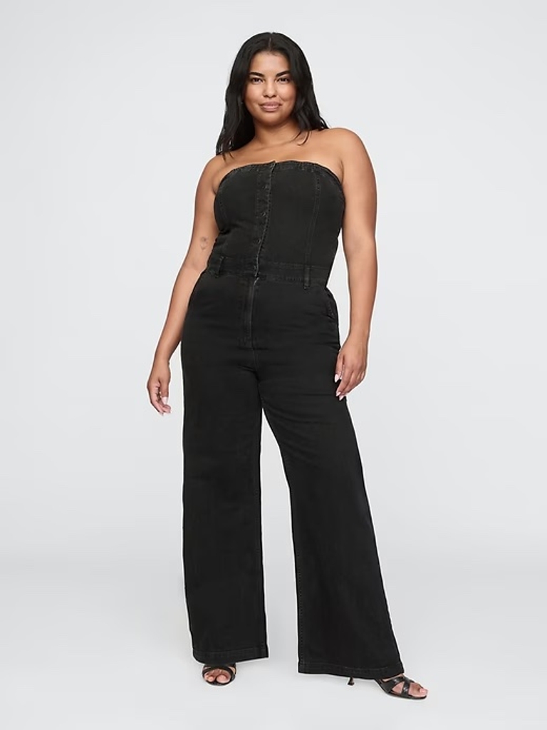 jumpsuits for women, Gap denim strapless jumpsuit