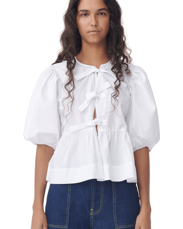 Ganni tie blouse peplum tops