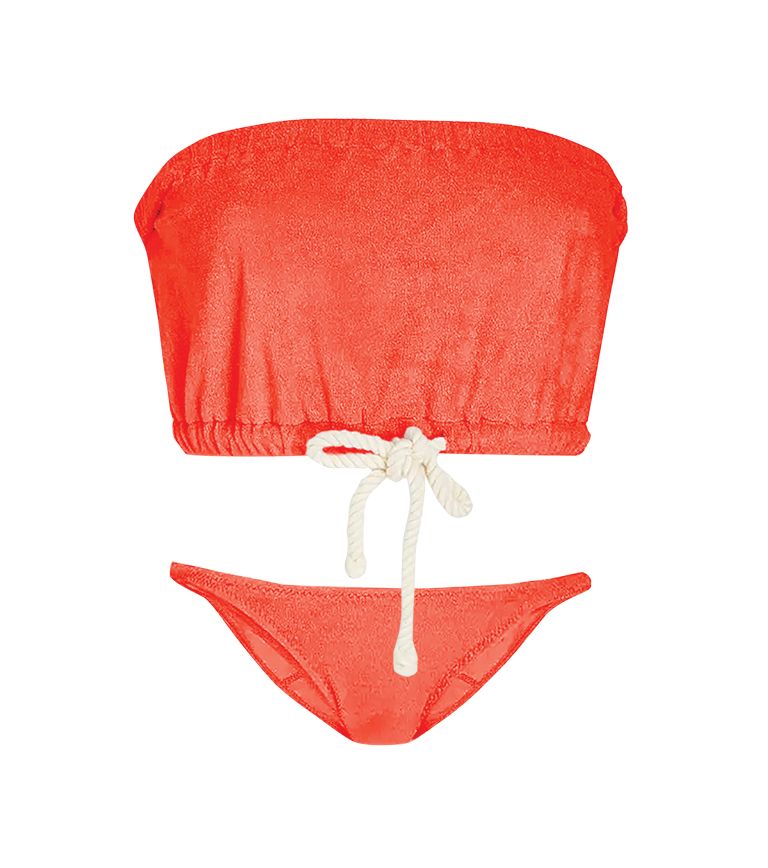Lisa Marie Fernandez The Victor Drawstring Bikini in Tomato Terry Cloth
