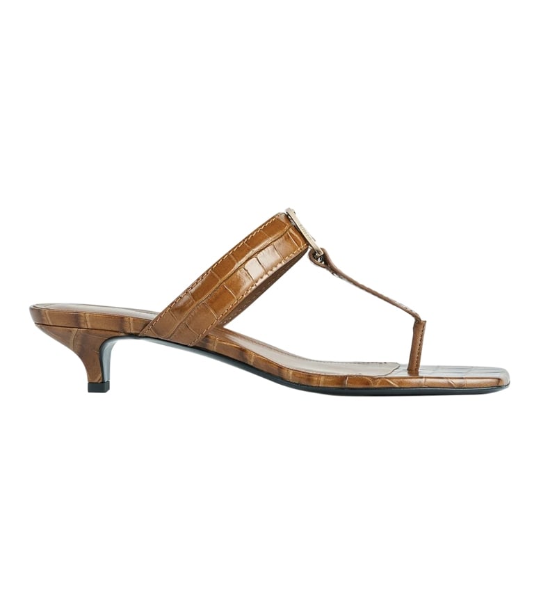 Toteme The Belted Croc-Embossed Leather Thong Mules, best summer sandals