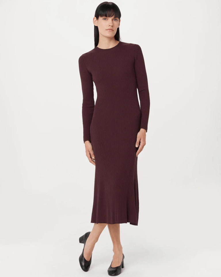 slim fit dress slacks Burgundy Winter Maxi Dress S / Burgundy main image 1
