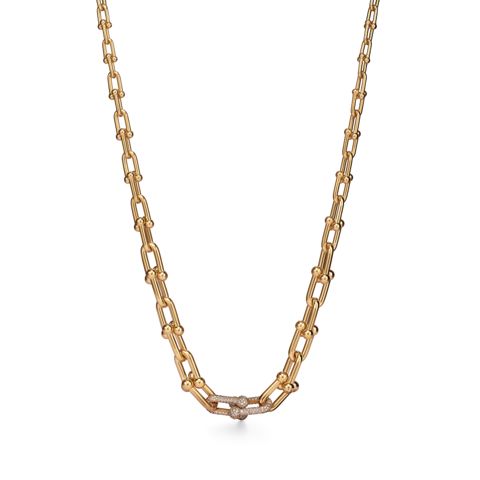 Tiffany HardWear Graduated Link Necklace in Yellow Gold with Diamonds