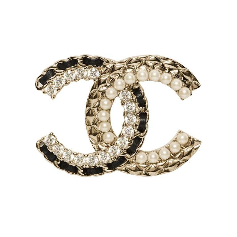 Chanel Metal Logo Brooch