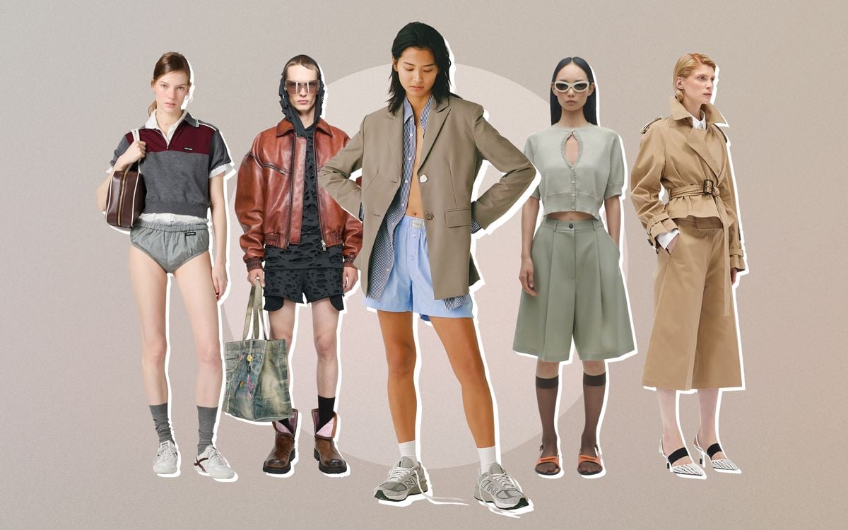best summer shorts: an array of models sporting various short styles of the season