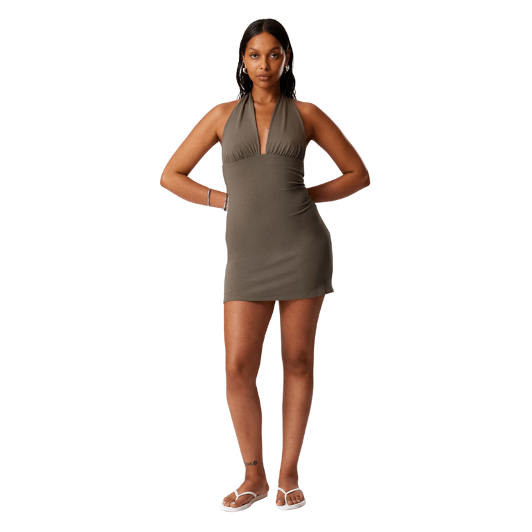 Sleeveless Halter Mini Dress
