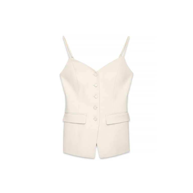 Tailored Button Front Top