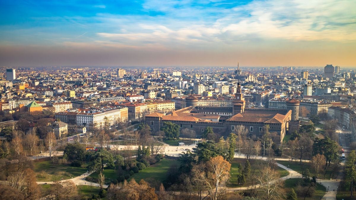 Milan travel fashion guide: Aerial view of Milan, Lombardy, Italy