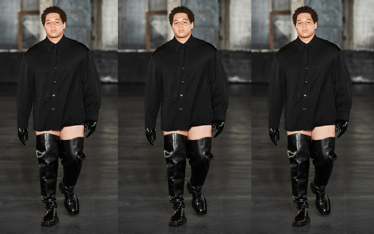 Plus-size menswear: A model at the Lgn Louis Gabriel Nouchi Fall 2023 show