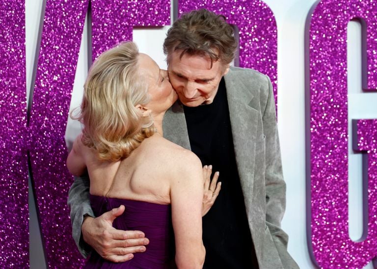 "The Naked Gun" UK Premiere - Arrivals Liam Neeson and Pam Anderson