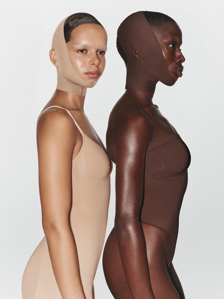 models wearing skims face shapewear seamless sculpt face shaper