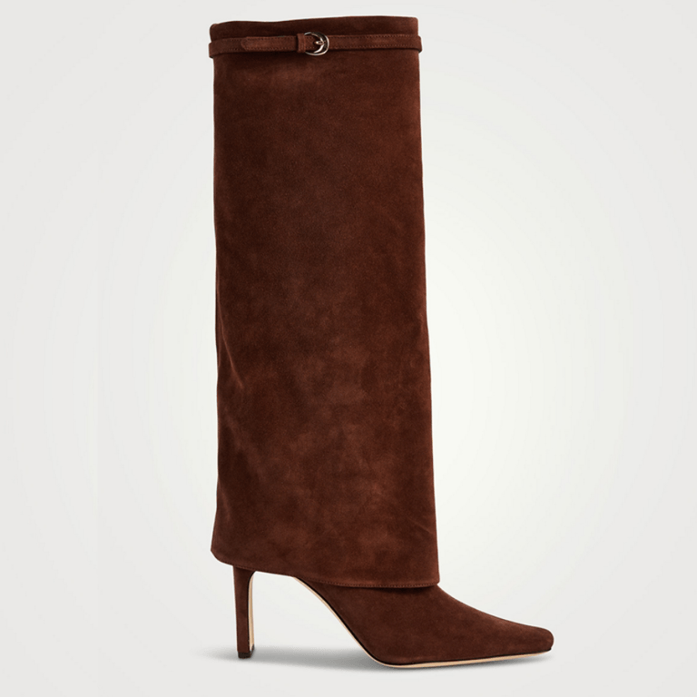 STAUD Wally Foldover Suede Knee-High Boot