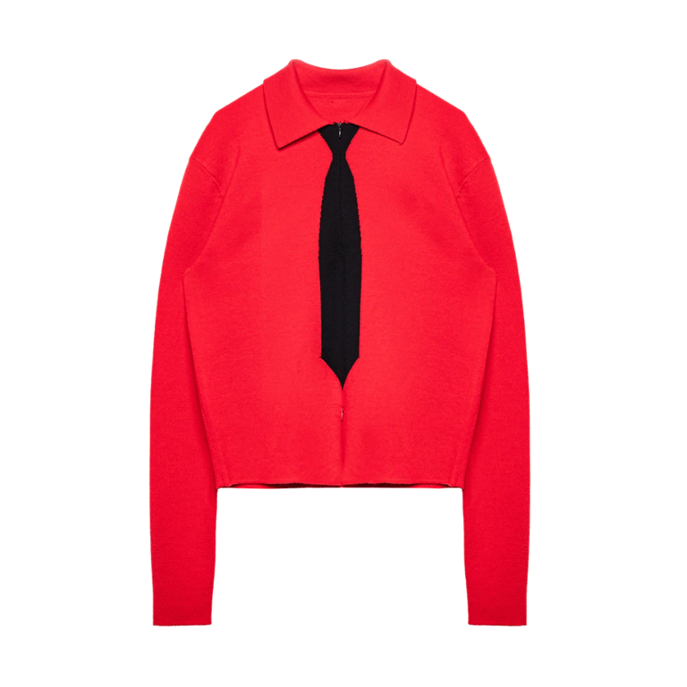 Spencer Badu Red Knit Tie Polo