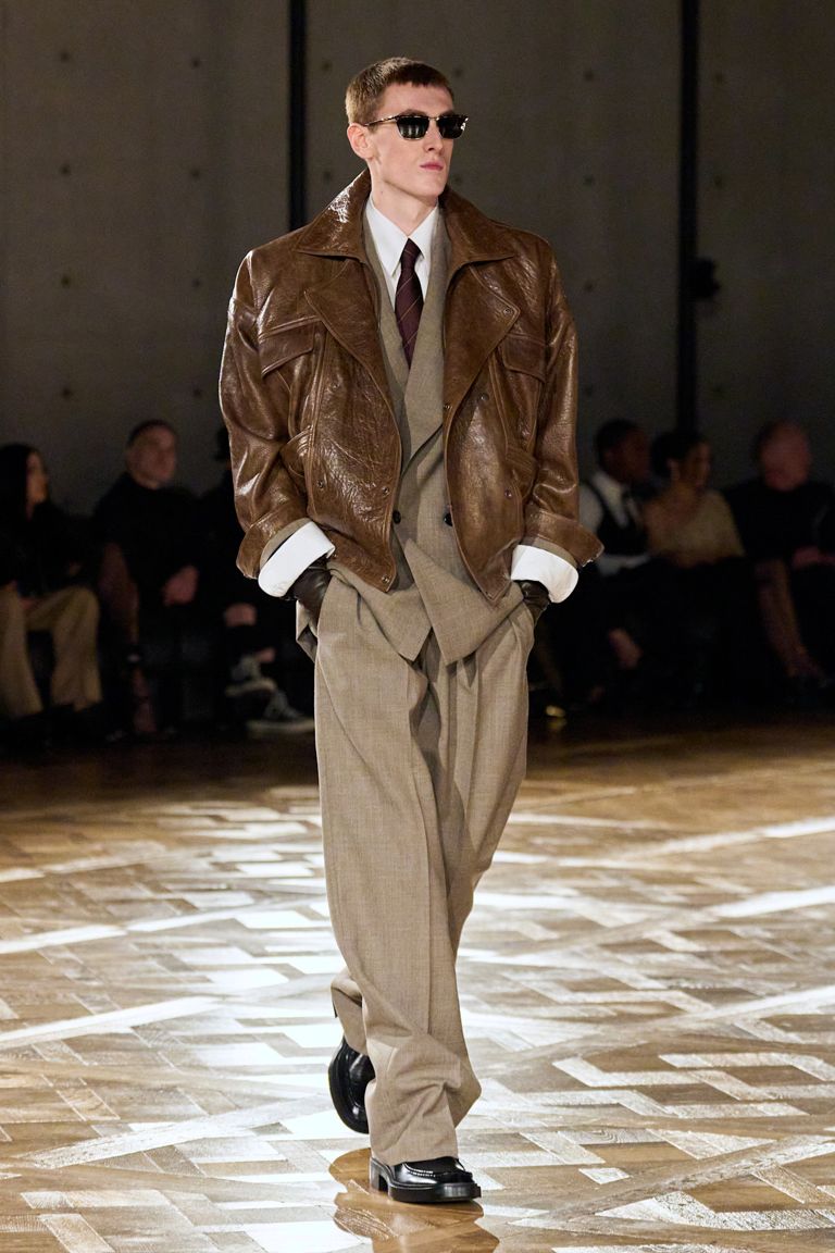 men's fall fashion colour trends: brown saint laurent fall 2025 menswear