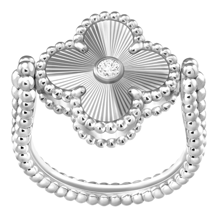 Reversible Vintage Alhambra Ring in diamond and white gold